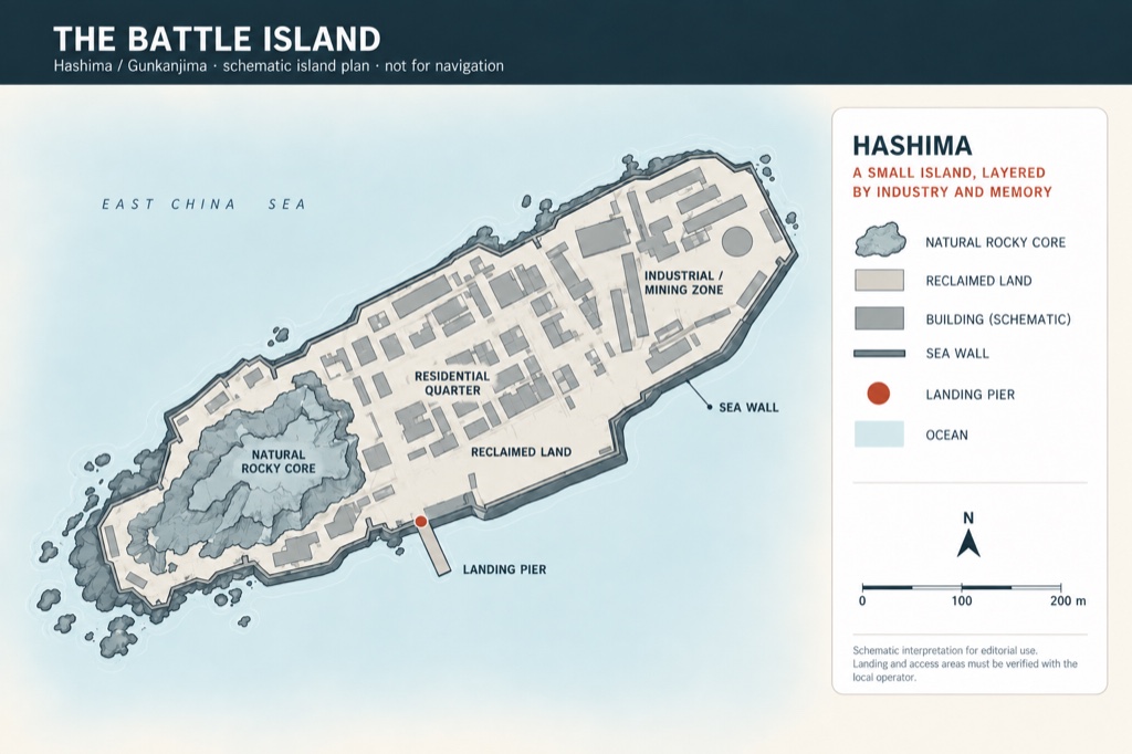 Map 1 of Hashima (Gunkanjima) — Nagasaki, Japan